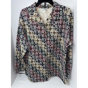 Vintage Middlebrook Park Geometric Aztec Print Long Sleeve Button Down Top‎